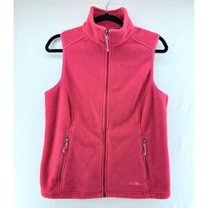 LL Bean Pink Polartec Fleece Full Zip Vest Womens Small Regular 284616